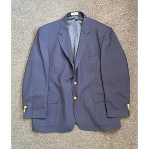 Orvis Blazer Sport Coat Navy Blue Mens 48R Gold Buttons Wool Blend Tailored VTG